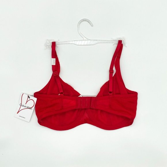 Calvin Klein Womens I Love You Full Coverage Unlined Demi Cups T-Shiirt Bra Red - Picture 8 of 9